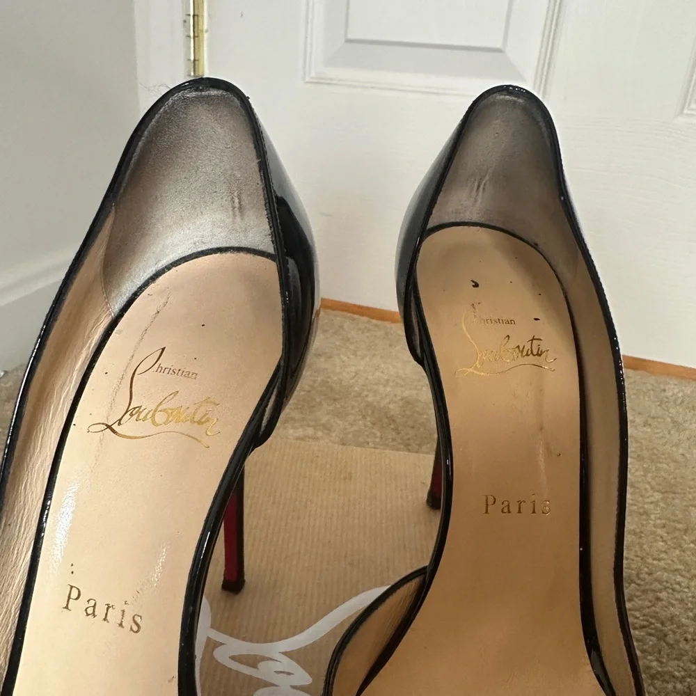Christian Louboutin Iriza 100mm Black Patent - SIZE 38 - Picture 4 of 8
